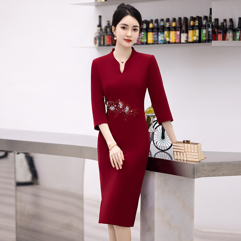 极速高端喜婆婆礼服2025新款春秋旗袍妈妈婚宴装高贵洋气晚礼服小