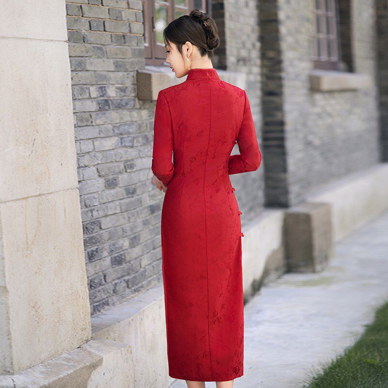 极速出嫁外嫁女回娘家旗袍2025新款礼服年会迎宾颁奖礼仪服装红色