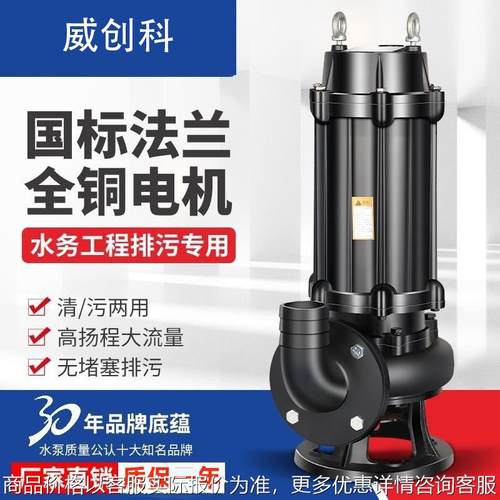 全铜国标家用污水泵220V潜水泵380v三相潜水标准排污泵