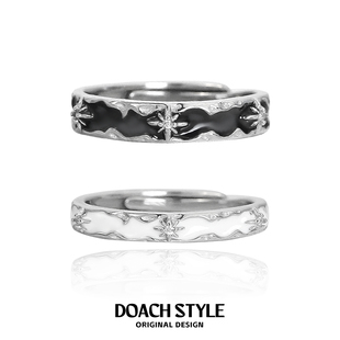 DOACH星夜相伴原创S925纯银情侣对戒活口可调节高级感不掉色戒指