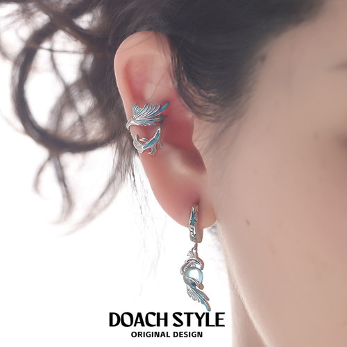 DOACH灵蓝鱼耳夹无耳洞耳挂