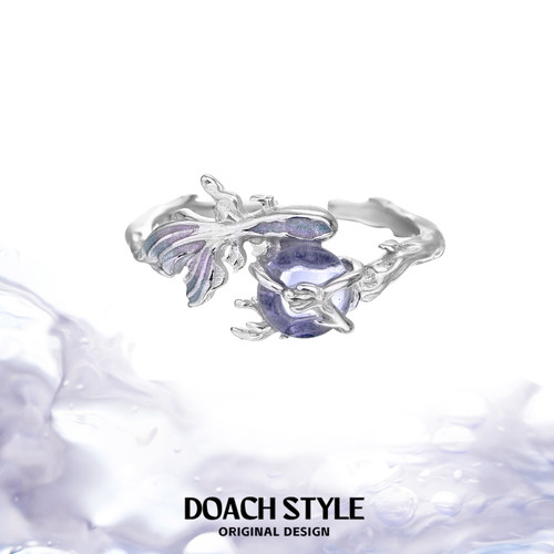DOACH紫灵鱼锆石戒指纯银食指戒