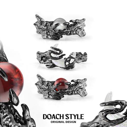 DOACH太阳月亮纯银情侣戒指