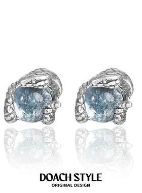 DOACH S925纯银耳钉女潮蓝色灵蛇做旧复古耳饰小众独特养耳洞耳环