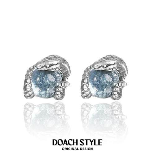 DOACH蓝色灵蛇做旧复古耳饰纯银
