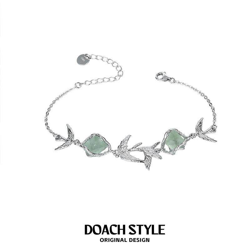 DOACH 纯银绿色小鸟手链原创设计小众轻奢高级感闺蜜礼物手饰手串
