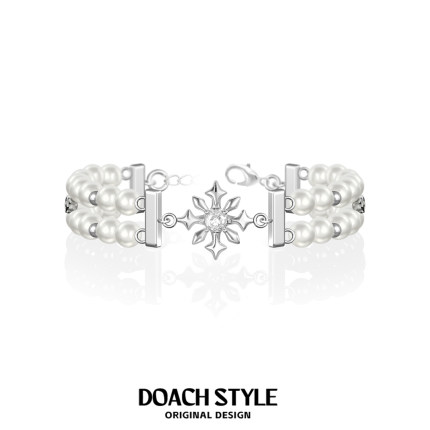 DOACH 原创设计雪映星芒珍珠双层手链轻奢小众高级感雪花简约手饰