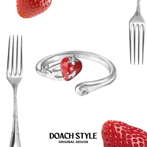 DOACH刀叉草莓戒指原创小众设计