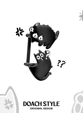 DOACH愤怒问号猫耳夹无耳洞耳挂原创设计高级感暗黑甜酷耳环耳饰