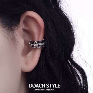 DOACH 原创小众设计925纯银耳夹耳环暗黑高级感无耳洞耳骨夹耳饰