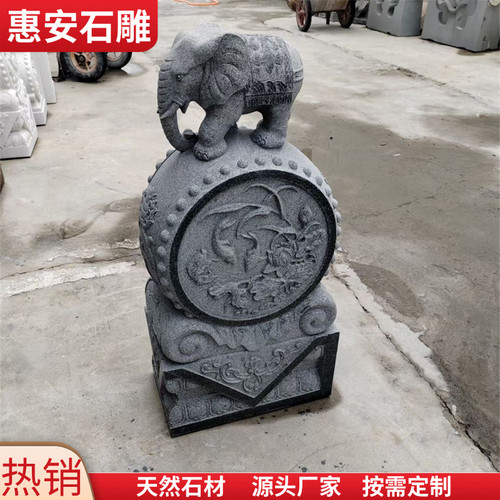 惠安石雕门墩抱鼓一对青石汉白玉