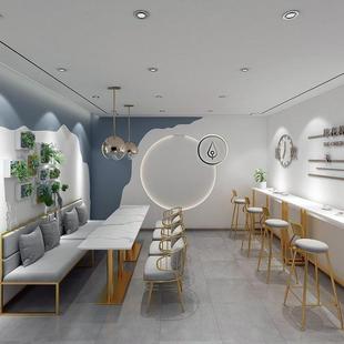 奶茶店铁艺卡座沙发餐厅咖啡厅蛋糕甜品店沙发桌椅组合 网红款
