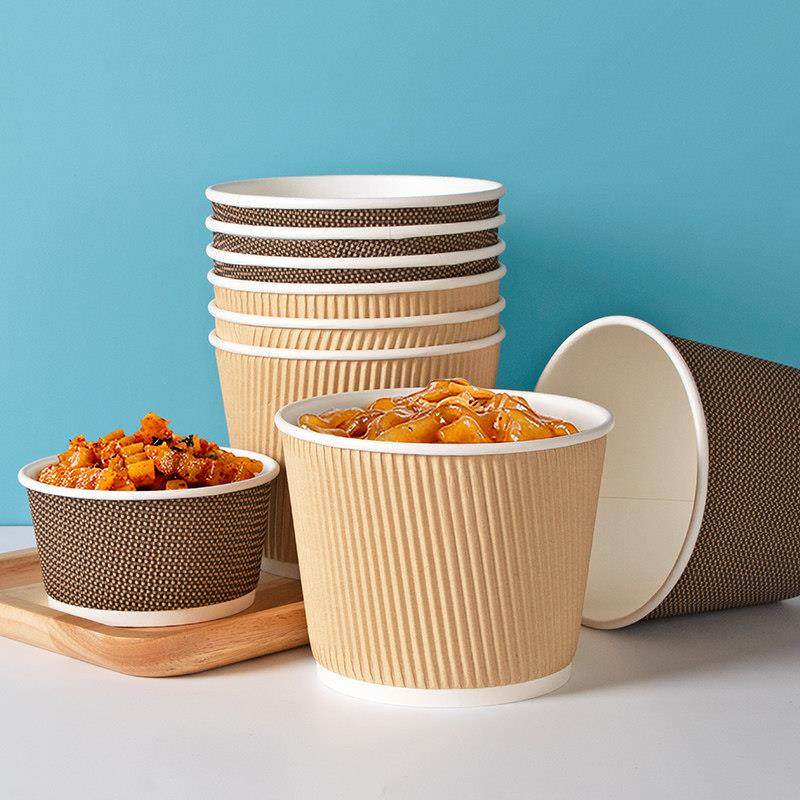 喇叭花一次性瓦楞碗牛皮纸碗汤杯圆形餐盒汤盒外卖打包带盖整箱,餐饮具,一次性餐盒,淘宝优惠券,粉丝福利购,淘宝优惠卷
