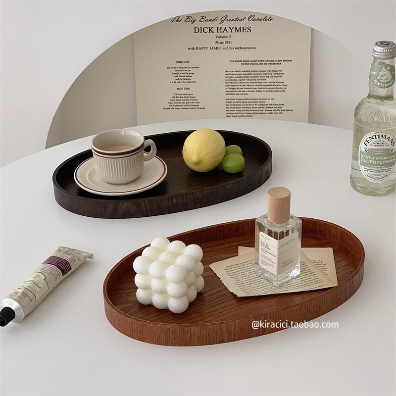 日式覆古木质托 托盘早餐盘家用餐盘水果盘客厅茶几置物盘实木收