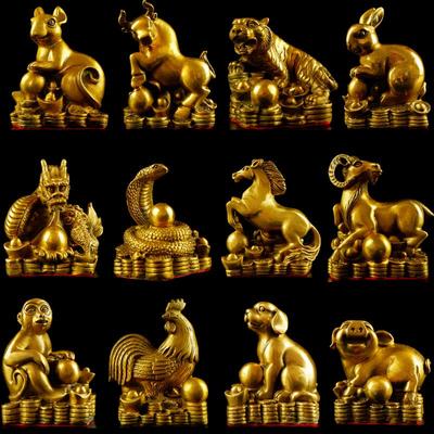 开运纯铜十二生肖摆件全套铜狗鼠铜牛鸡蛇马虎兔龙羊猴猪工艺品