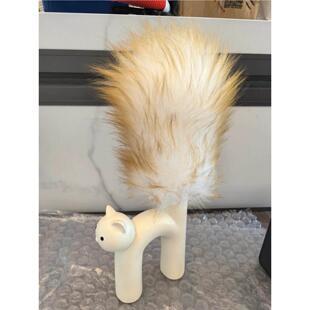 鸡毛掸子插瓶管型花器猫猫花瓶陶瓷工艺摆件客厅插花家居装饰品