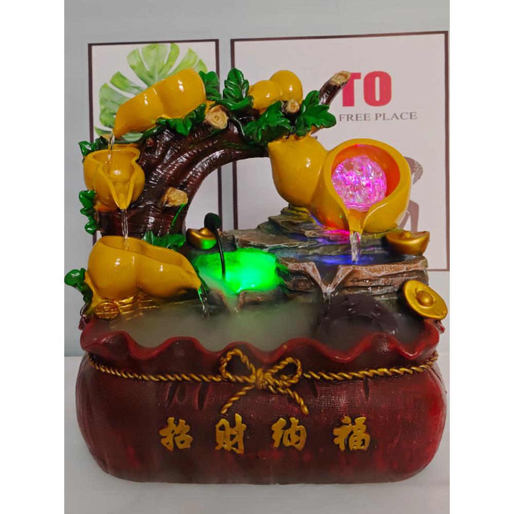 葫芦流水摆件循环水招财客厅家用桌面创意装饰办公造景风水轮礼物