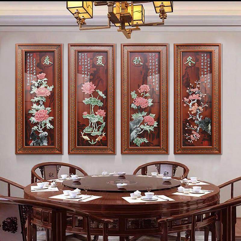客厅装饰画中国风新中式沙发背景墙立体浮雕画梅兰竹菊玉雕挂画,家居饰品,现代装饰画,淘宝优惠券,粉丝福利购,淘宝优惠卷