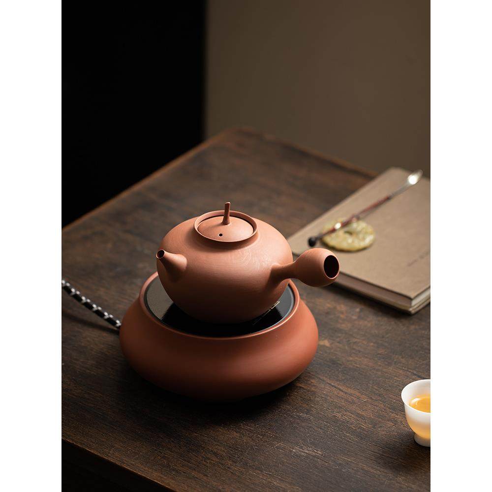 潮州砂壶红土边柄水壶应急水壶炭炉电陶瓷炉环盖茶壶潮汕功夫茶具