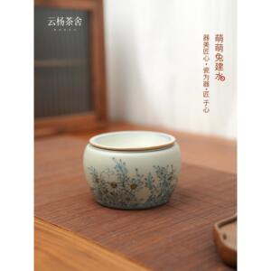萌萌兔建水家用桌面陶瓷带盖茶水茶渣缸废水桶功夫茶配茶洗杯零配