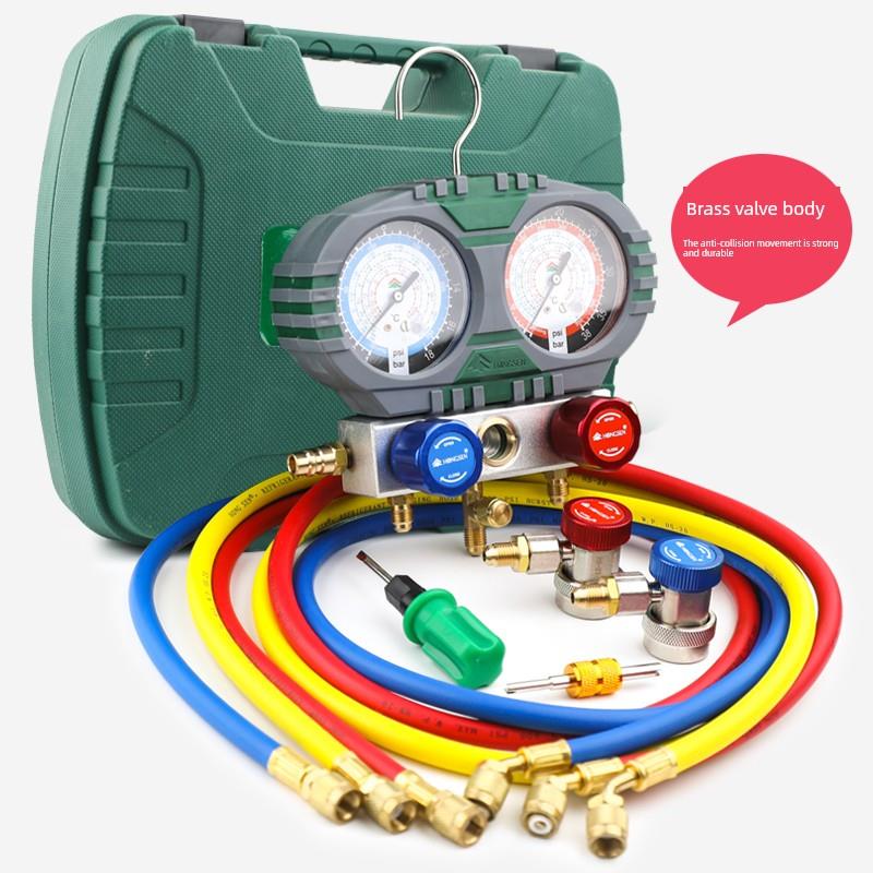 洪森双表汽车空调R134A氟化物表Hs-S60-101充液双表工具制冷剂制