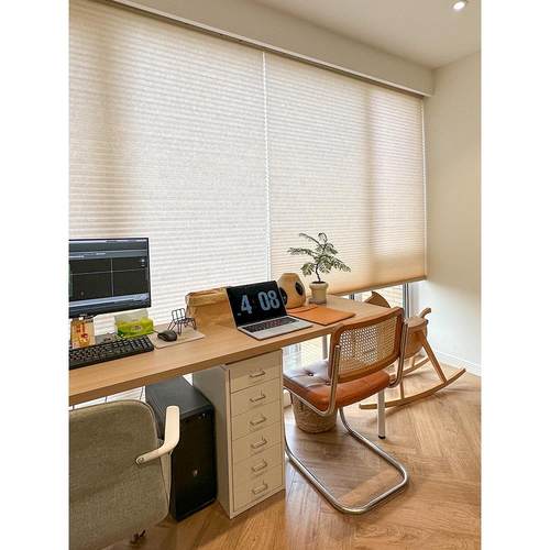 珠状蜂窝窗帘浴室卫生间防水全黑隔热蜂窝窗帘无冲孔电动日夜窗帘