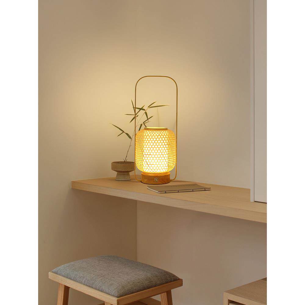 中式覆古台灯客厅卧室床头灯笼夜灯禅宗茶室民宿便携式竹气氛灯