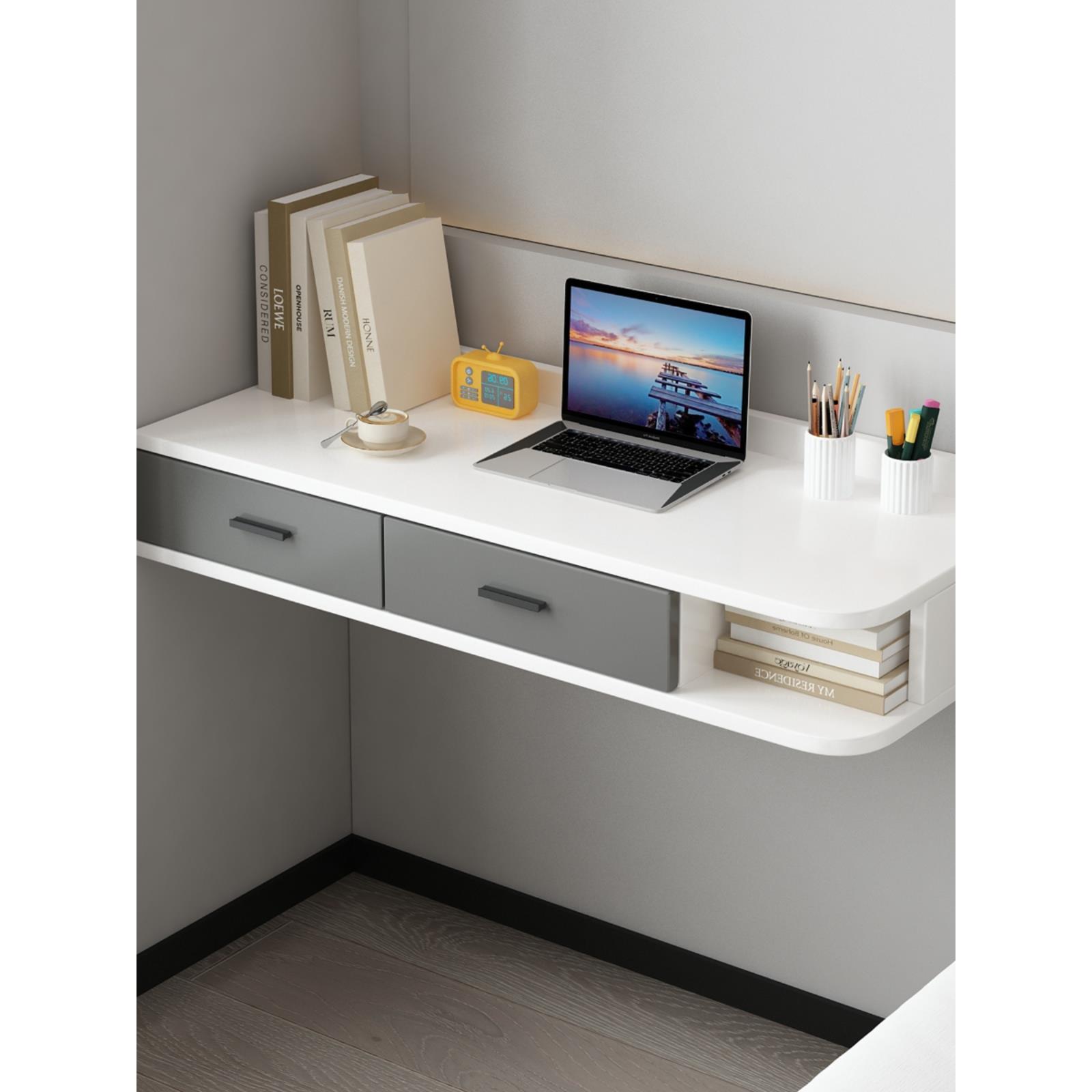 实木家用书桌悬空桌学生写字桌笔记本电脑桌卧室床头化妆桌梳妆台