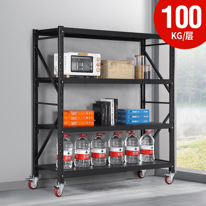 银祥仓储货架带轮家用组合置物架仓库轻型展示架多层可移动铁架