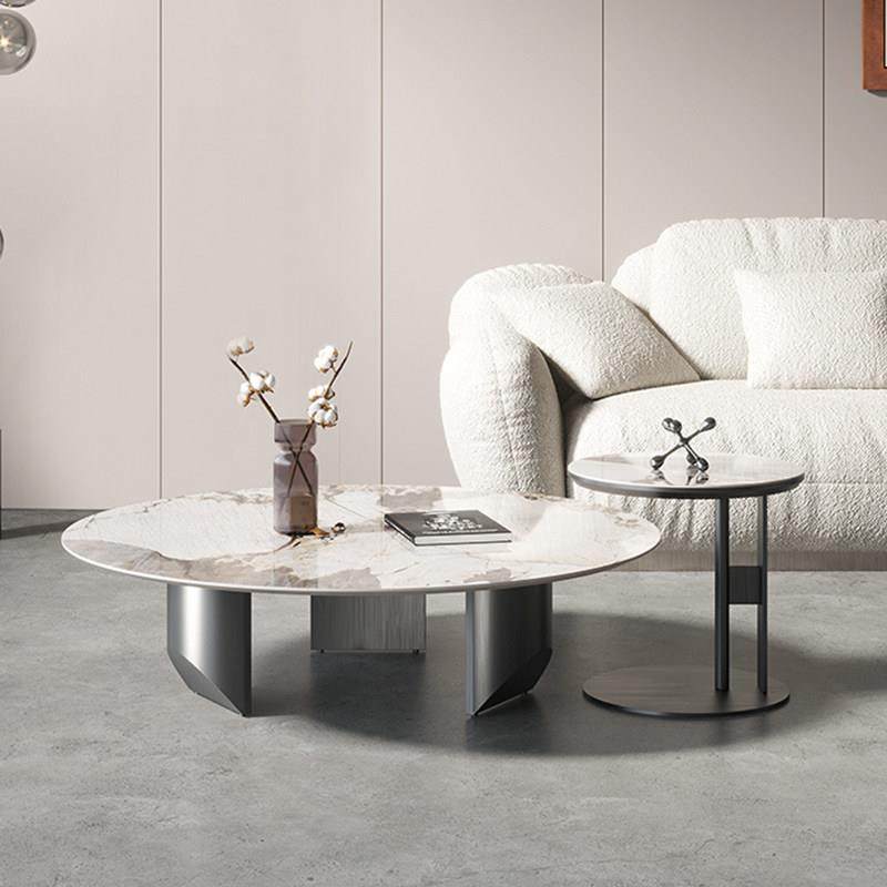 意式轻奢岩板茶几小户型圆形边几设计师客厅现代简约高低圆桌组合,住宅家具,茶几,淘宝优惠券,粉丝福利购,淘宝优惠卷