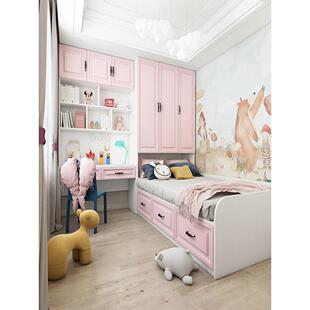 小公寓榻榻米床衣柜一体化 房间与书桌卧室1.35米多 女孩和孩子