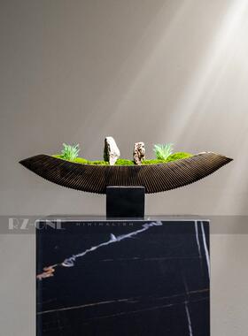 新中国风花卉人工绿色植物观赏模型房客厅售楼处不朽植物苔藓盆栽