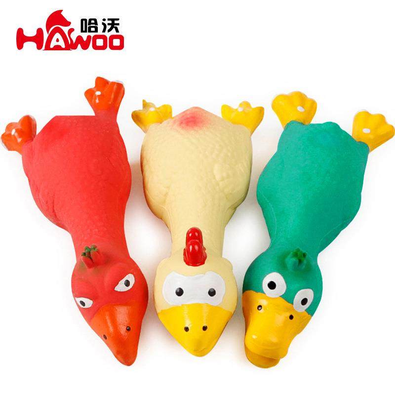 乳胶发声惨叫鸡狗狗磨牙玩具厂家直销耐咬尖叫鸡洁齿宠物玩具
