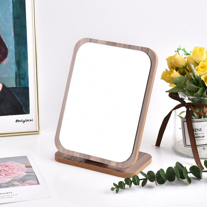 厂家木质台式化妆镜子学生宿舍简约桌面梳妆镜便捷折叠小镜子