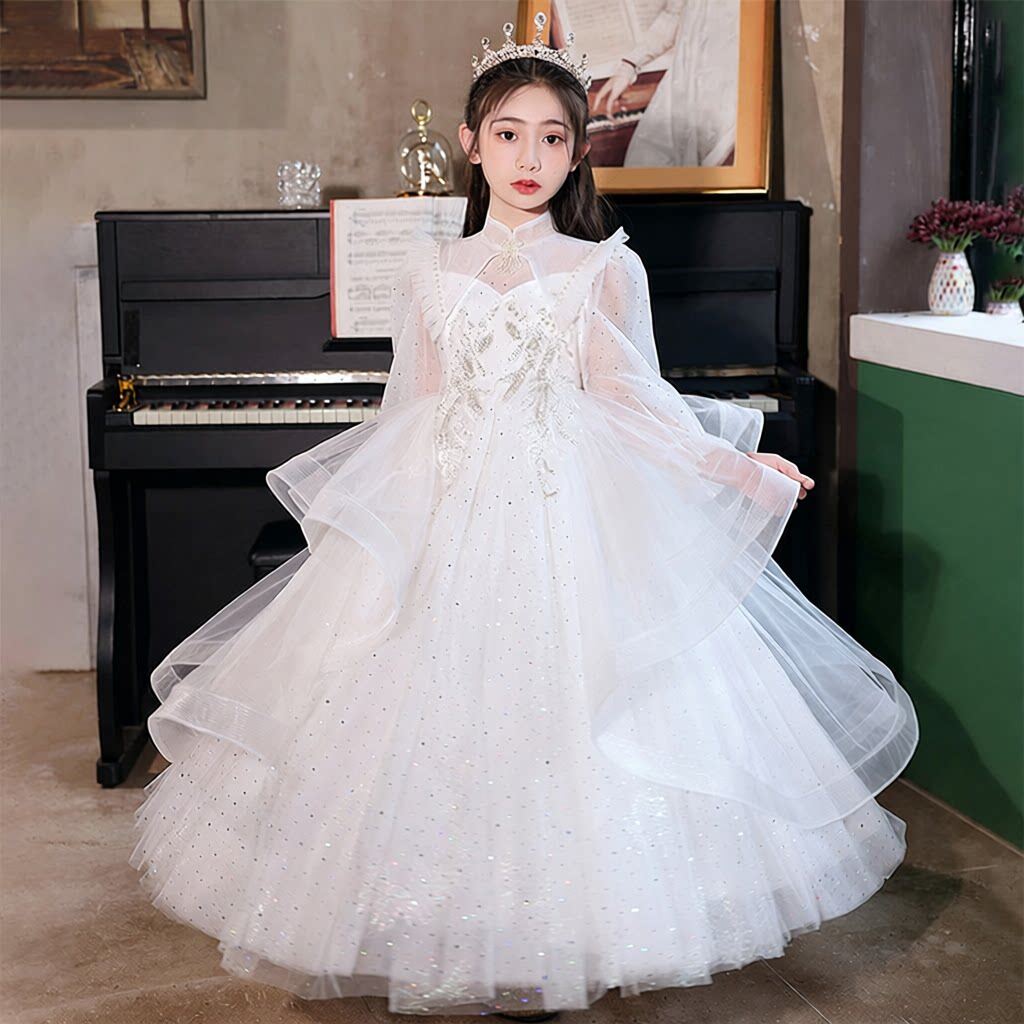 女童礼服轻奢小众高端花童婚礼女孩生日钢琴演出表演服儿童公主裙