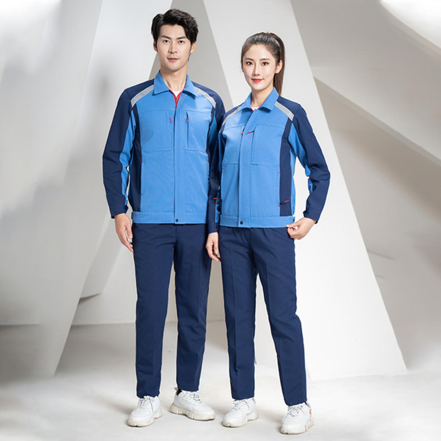 磨毛帆布插肩款长袖工作服套装男
