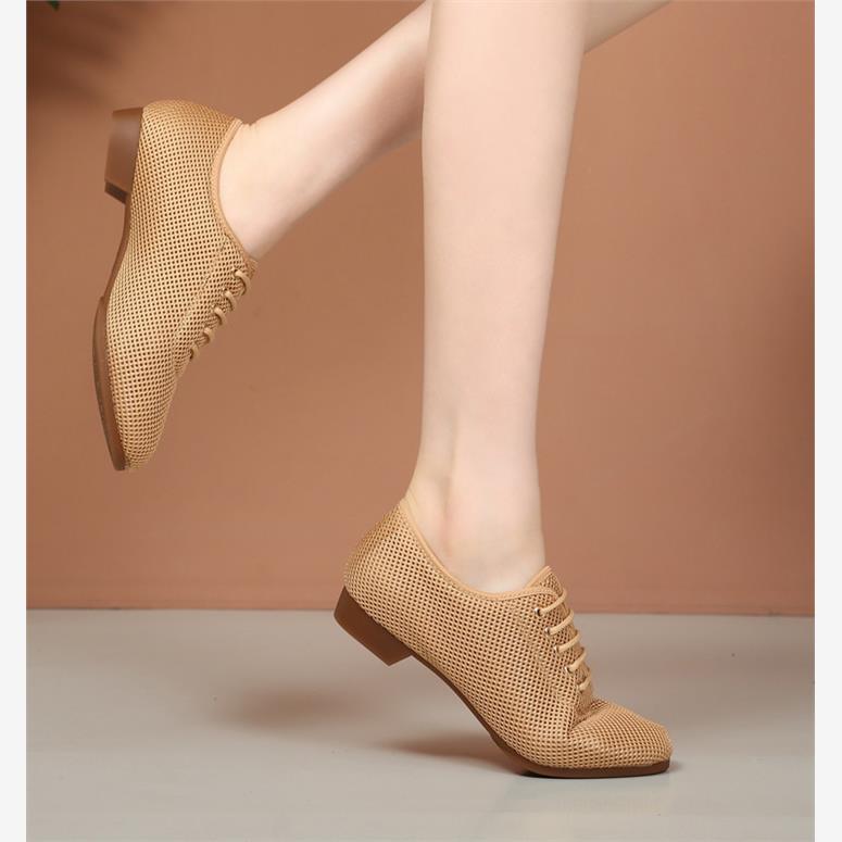 女士低跟网布舞蹈鞋时尚透气广场舞鞋软底交谊古典舞鞋练功鞋形体