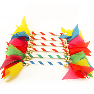 幼儿园运动会课间操器械广场舞蹈花棍道具霸王鞭莲响棒钱杆铃铛