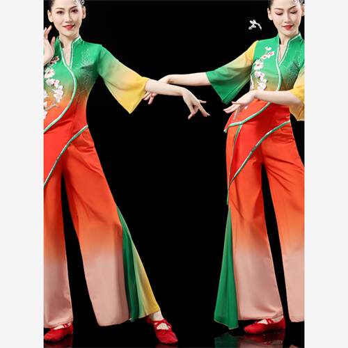 秧歌服女2023新款时尚演出服广场舞扇子舞表演服飘逸胶州秧歌艺考