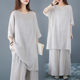 禅服复古唐装棉麻茶服禅修服打坐冥想居士服中禅意女装两件套上衣