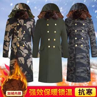 冬季迷彩棉大衣加绒长袖加厚长款棉衣过膝劳保男女棉袄工作服