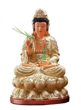 速发客音佛像安奉家用观厅摆件保平供树脂滴水观音娘娘南海观世音