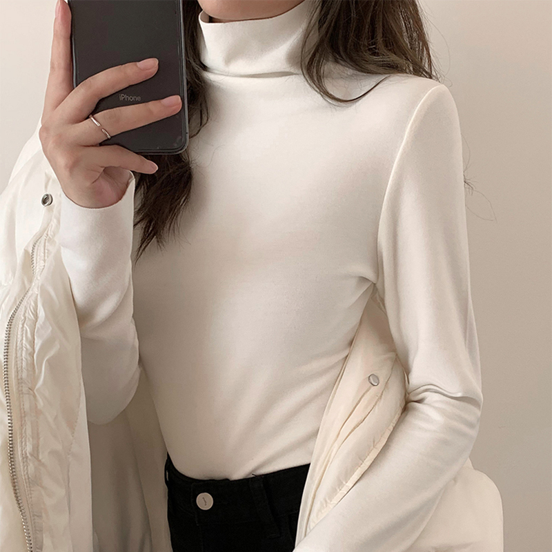 速发秋冬超火cec保暖堆堆领打底衫德绒大码不搭t恤潮内倒绒上衣