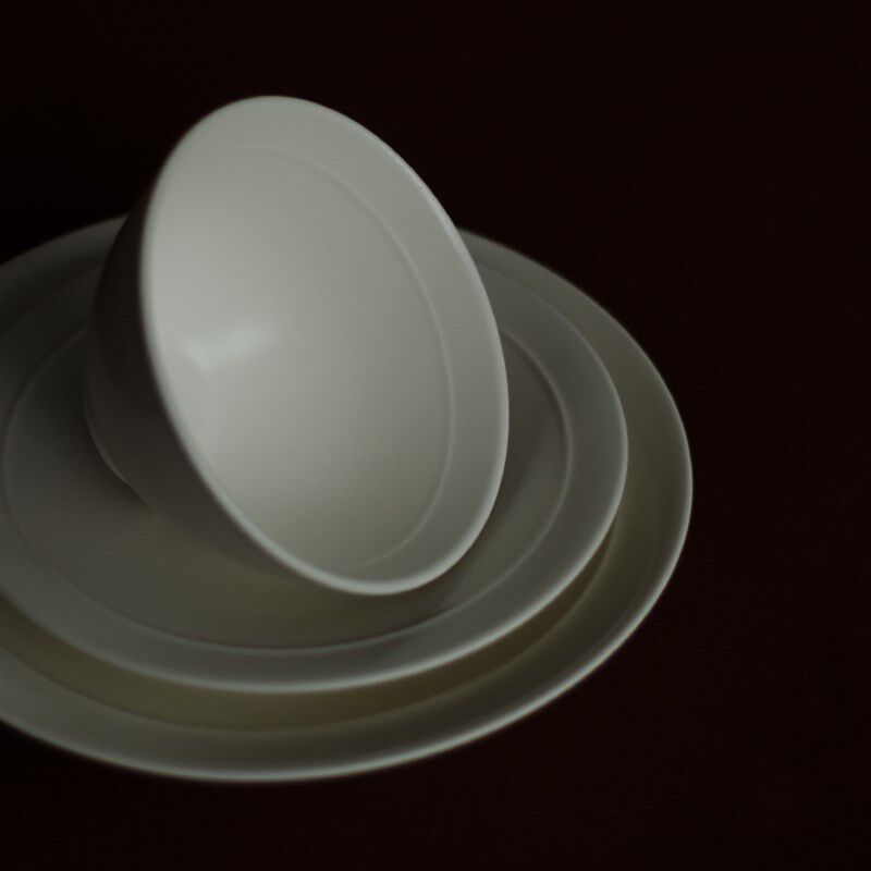 速发8 餐具套装素色暖盘碗盘碟子家用中式菜白点心饭斗笠碟碗瓷