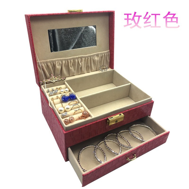 速发欧式公主首饰盒项链耳环化妆品带盒收纳锁珠宝箱
