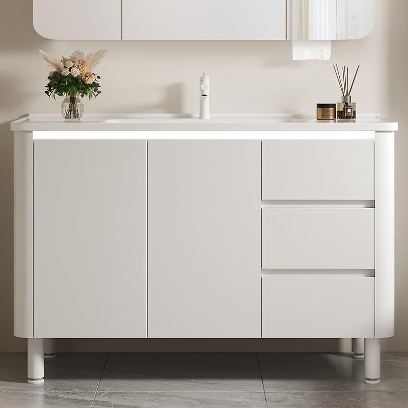 速发落地浴室柜下半部分单独柜体不带镜子陶瓷一体盆洗手脸盆柜洗