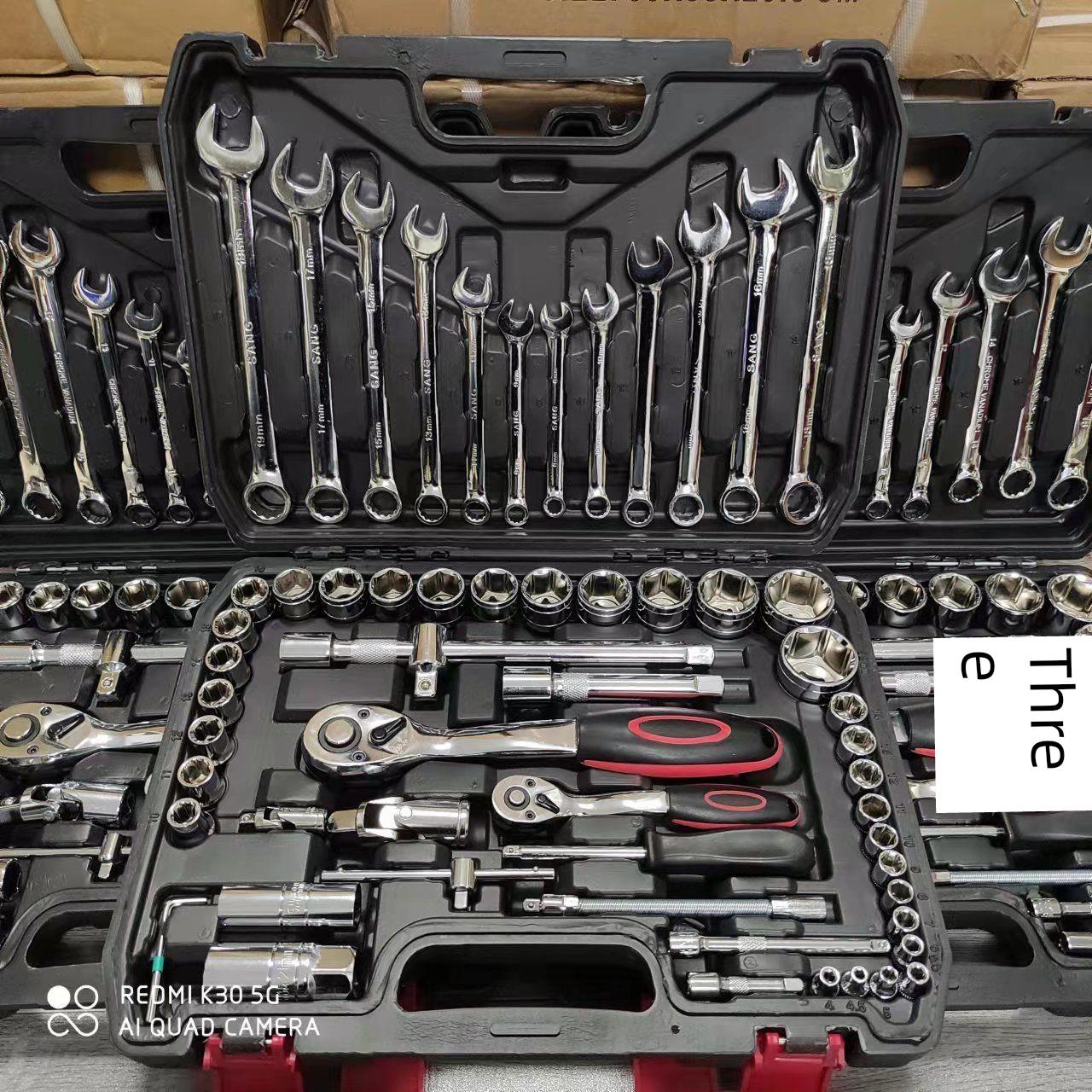 手动套筒扳手61件套汽修工具组合车载套装快速棘轮扳手新款货车