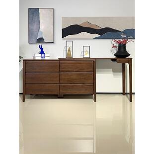 全实木斗柜梳妆台一体小户型卧室现代简约胡桃木床尾化妆桌书桌