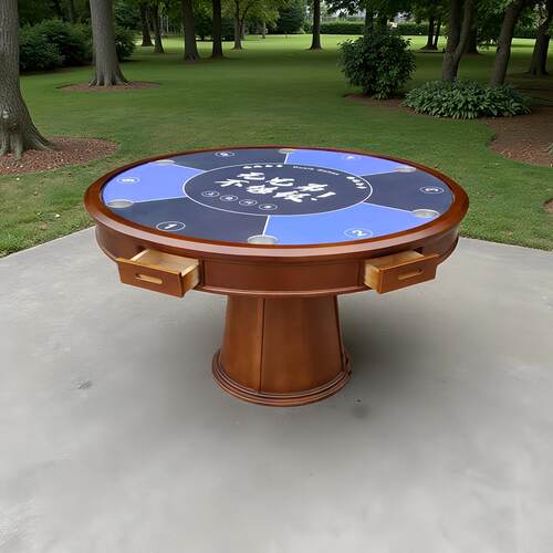 实木打扑克掼蛋桌够级六角桌斗地主五边桌棋牌桌狗腿桌圆形保皇桌