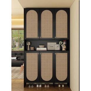 藤鞋柜家庭入口入口储物柜小公寓大容量阳台墙储物柜